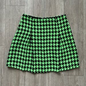 Primark Houndstooth Neon Green and Black Skirt
